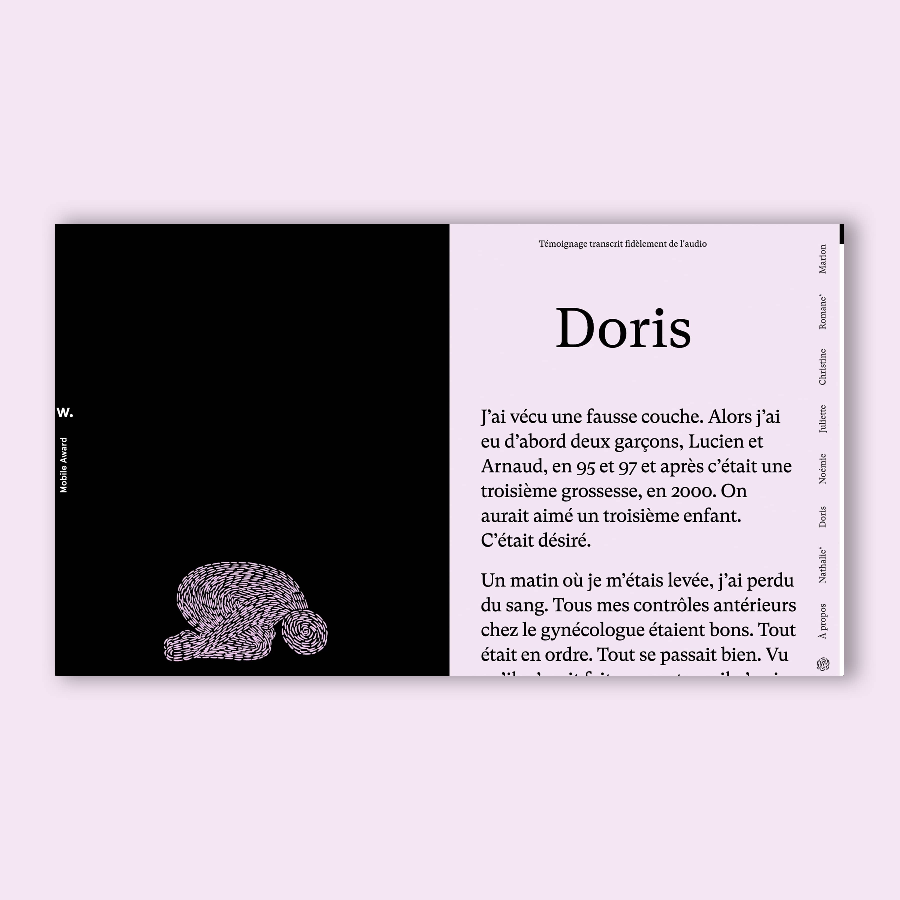 Page of the interview of Doris.