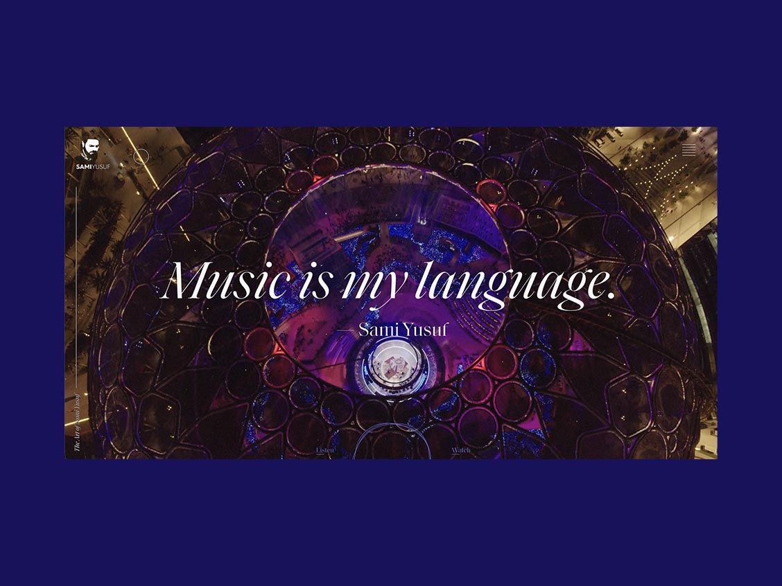 Homepage with a video.